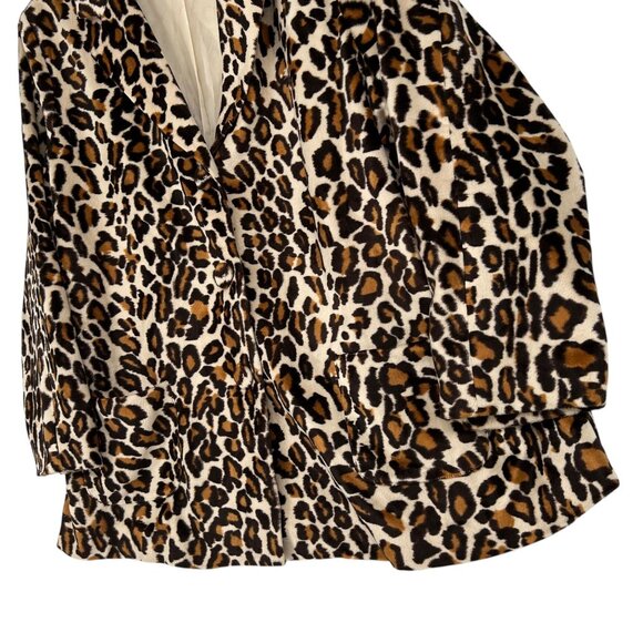 Susan Graver Womens 2X Leopard Print Blazer Plush Soft Faux Fur Pockets Button - Picture 14 of 16